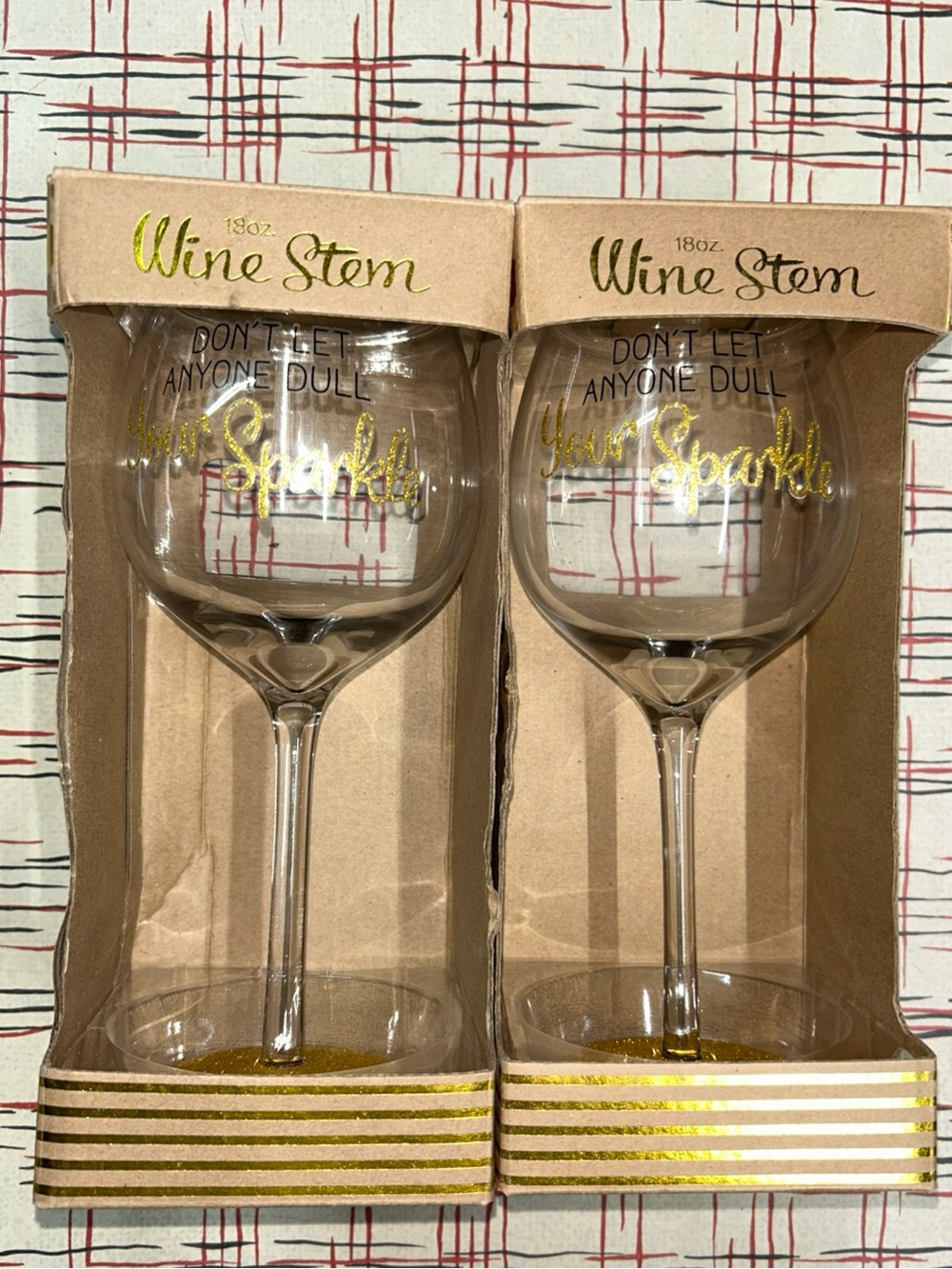 Set Of 2 Wine Stems “Don’t Let Anyone Dull Your Sparkle” 18 Oz. NIB